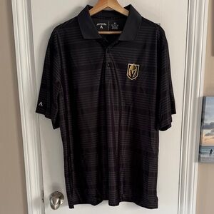 Vegas Antigua Men's Black Polo with Subtle Pattern
